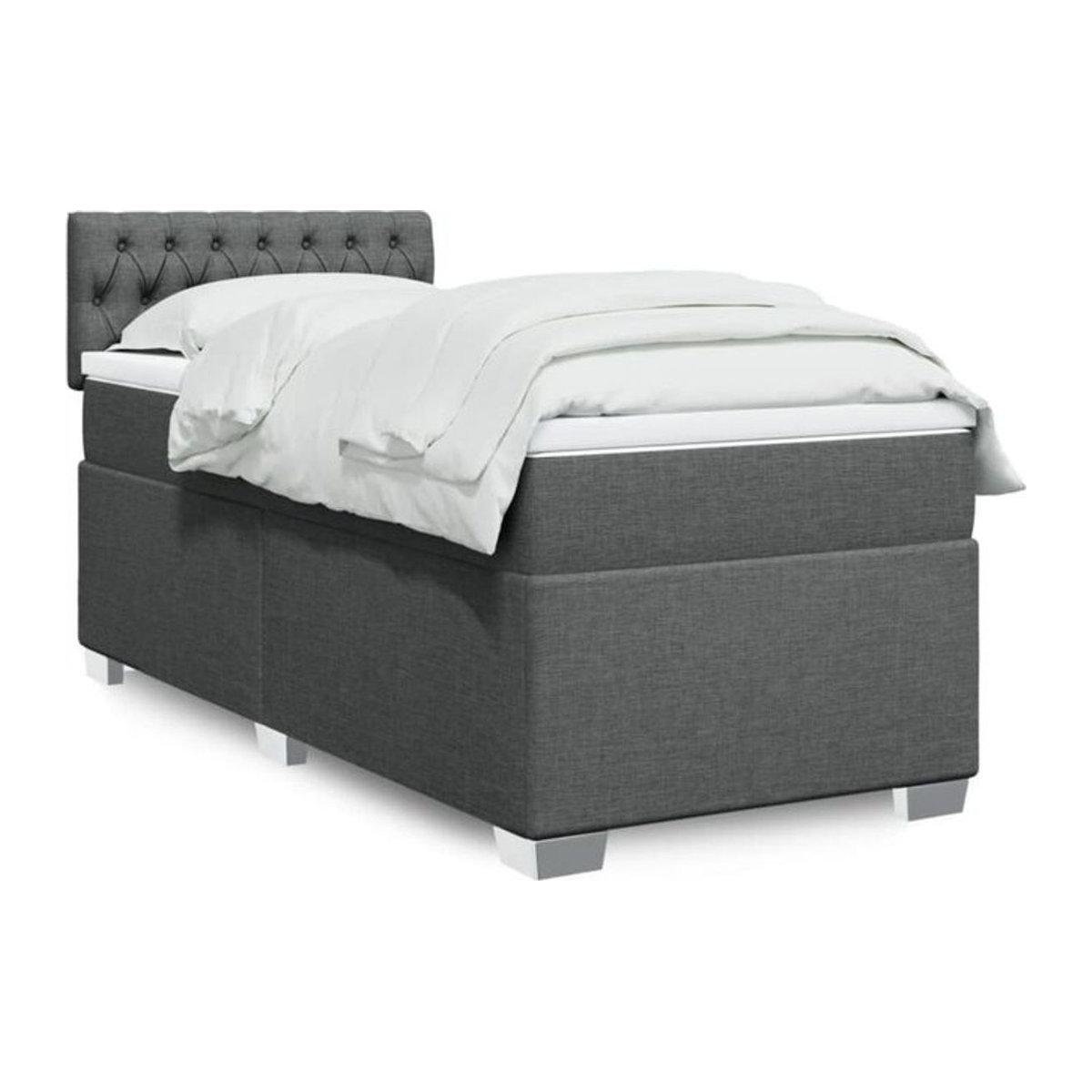 Vidaxl Boxspringbett mit Matratze in Anthrazit aus Stoff, B/T/H: 90 x 200 x 100,5 cm - Bild 1