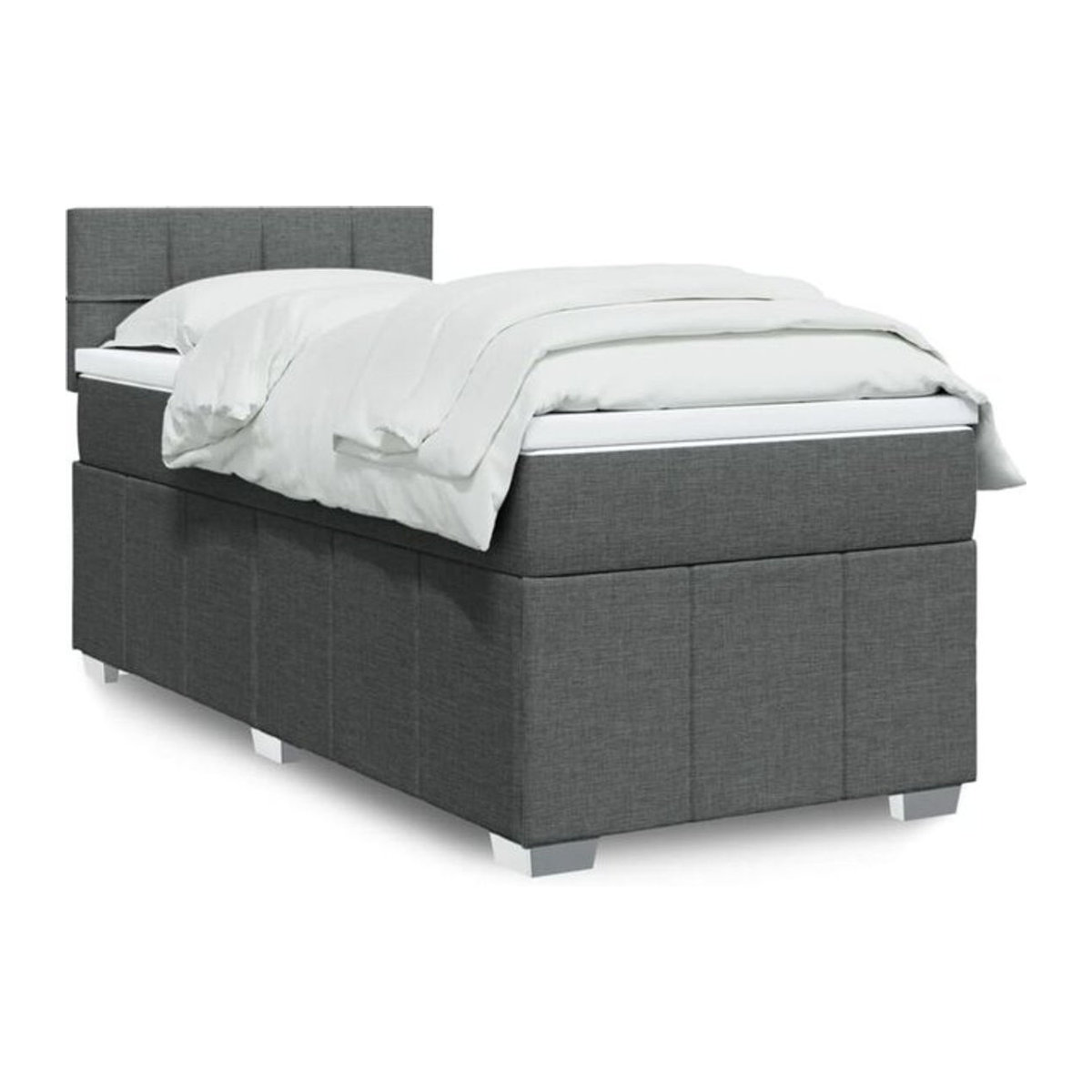 vidaxl Boxspringbett mit Matratze in Anthrazit aus Stoff, B/T/H: 90 x 200 x 100,5 cm - Bild 1