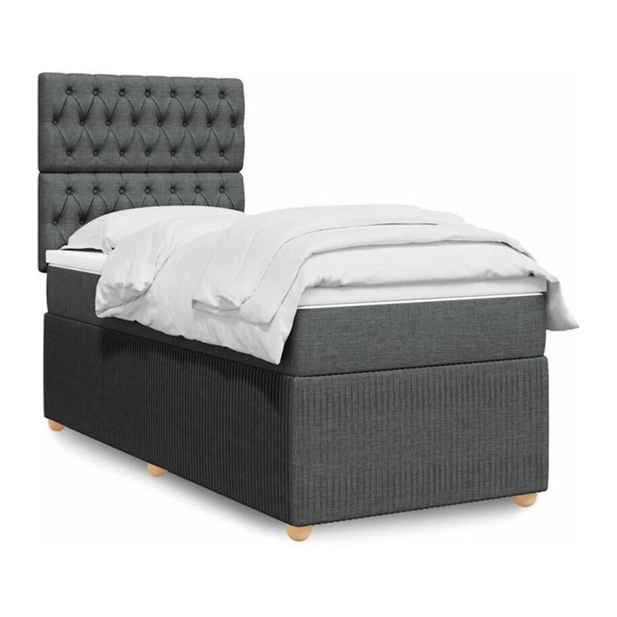 Vidaxl Boxspringbett mit Matratze in Anthrazit aus Stoff, B/T/H: 90 x 200 x 150,5 cm - Bild 1