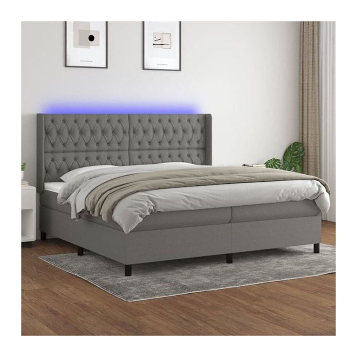 Vidaxl Boxspringbett mit Matratze in Anthrazit aus Stoff und Holzwerkstoff B/T: 200 x 200 cm - Bild 1