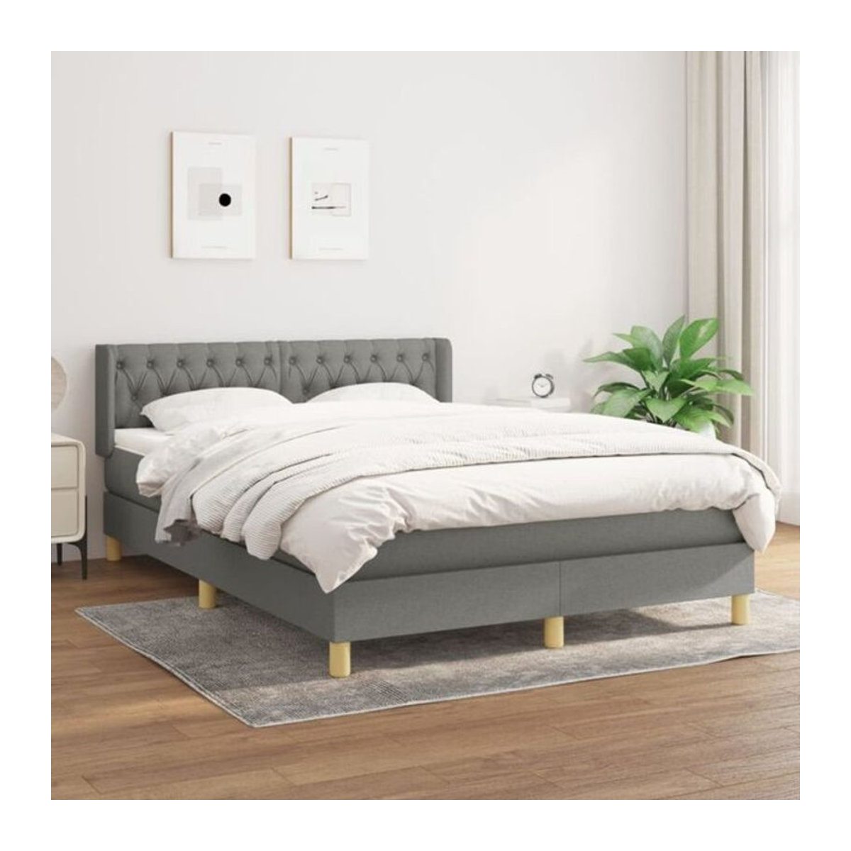 Vidaxl Boxspringbett mit Matratze in Anthrazit aus Stoff und Massivholz, B/T/H: 140 x 190 cm - Bild 1