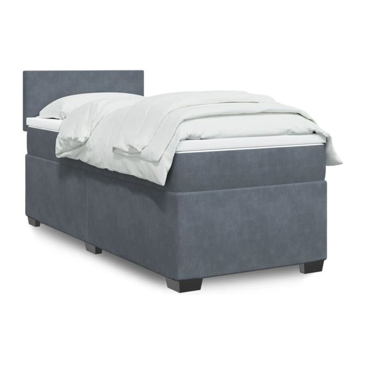 Vidaxl Boxspringbett mit Matratze in Anthrazit Grau aus Samt, Modernes Design, B/T/H: 90 x 190 x 100,5 cm - Bild 1