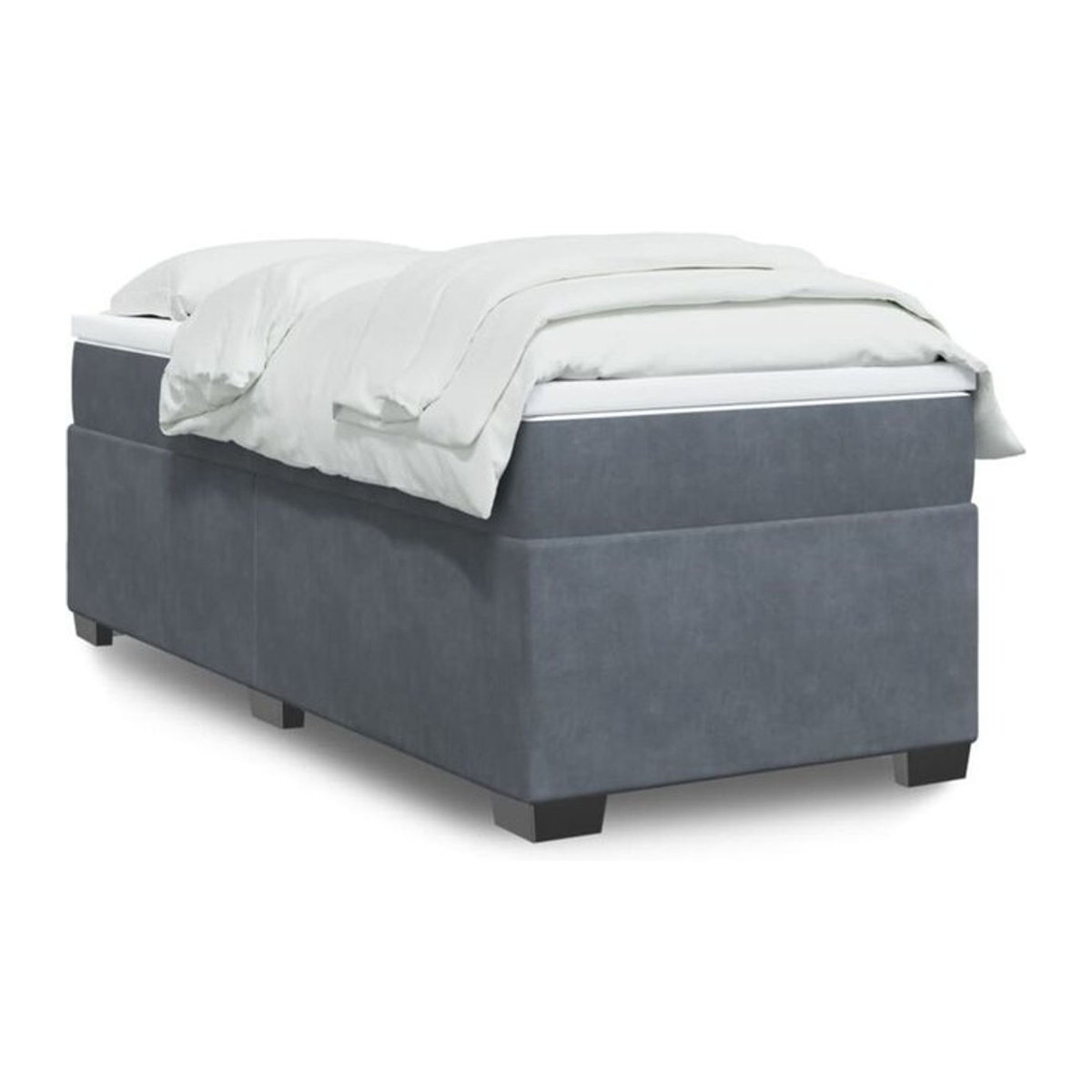 Vidaxl Boxspringbett mit Matratze in Anthrazit Grau aus Samt, Modernes Design, B/T/H: 90 x 190 x 71 cm - Bild 1