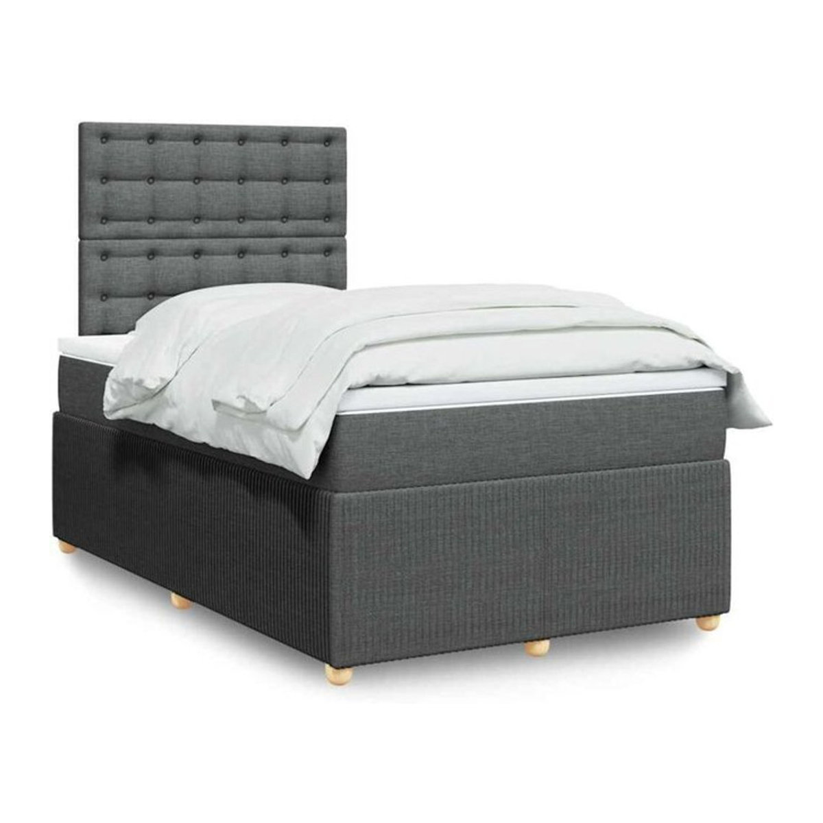 vidaxl Boxspringbett mit Matratze in Anthrazit Grau aus Stoff, B/T/H: 120 x 190 x 150,5 cm - Bild 1