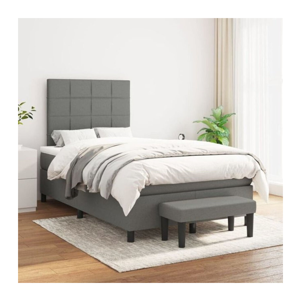 Vidaxl Boxspringbett mit Matratze in Anthrazit Grau aus Stoff B/T/H: 120 x 200 x 118 cm - Bild 1