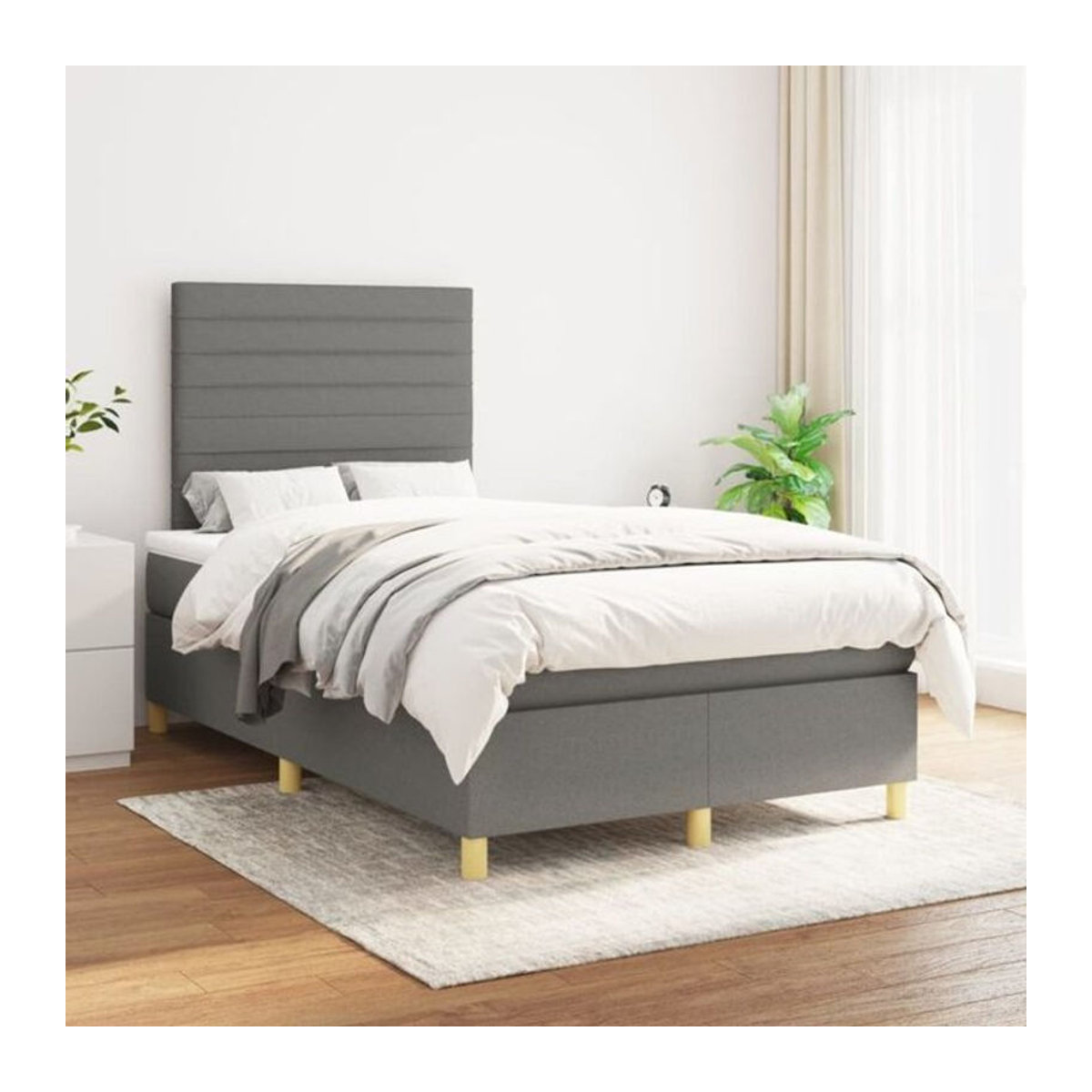 Vidaxl Boxspringbett mit Matratze in Anthrazit Grau aus Stoff B/T/H: 120 x 200 x 118 cm - Bild 1