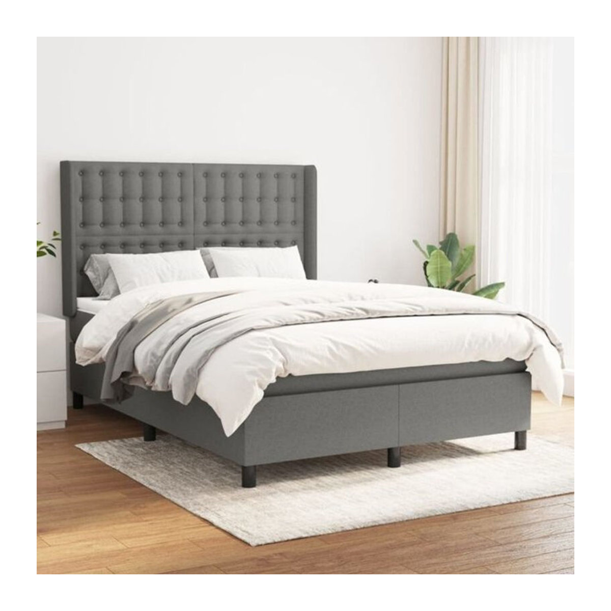 vidaxl Boxspringbett mit Matratze in Anthrazit Grau aus Stoff, B/T/H: 190 x 140 x 118 cm - Bild 1