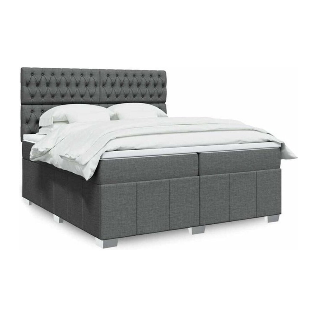 Vidaxl Boxspringbett mit Matratze in Anthrazit Grau aus Stoff B/T/H: 200 x 200 x 140,5 cm - Bild 1