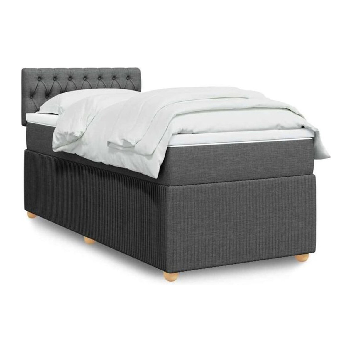 Vidaxl Boxspringbett mit Matratze in Anthrazit Grau aus Stoff B/T/H: 80 x 200 cm - Bild 1