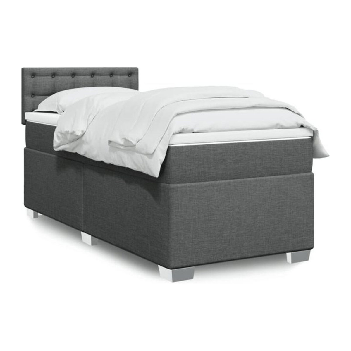 vidaxl Boxspringbett mit Matratze in Anthrazit Grau aus Stoff B/T/H: 90 x 190 x 100,5 cm - Bild 1