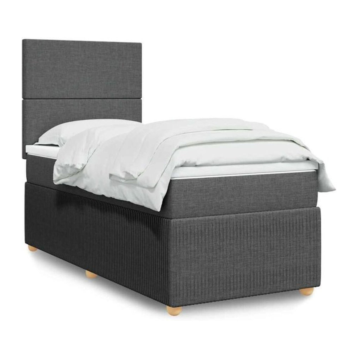 Vidaxl Boxspringbett mit Matratze in Anthrazit Grau aus Stoff B/T/H: 90 x 190 x 150,5 cm - Bild 1