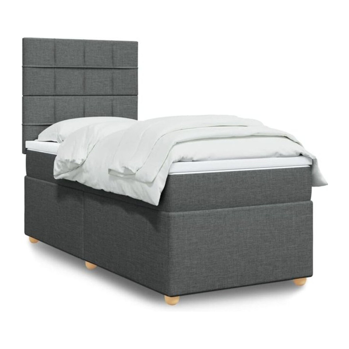 vidaxl Boxspringbett mit Matratze in Anthrazit Grau aus Stoff B/T/H: 90 x 200 x 150,5 cm - Bild 1