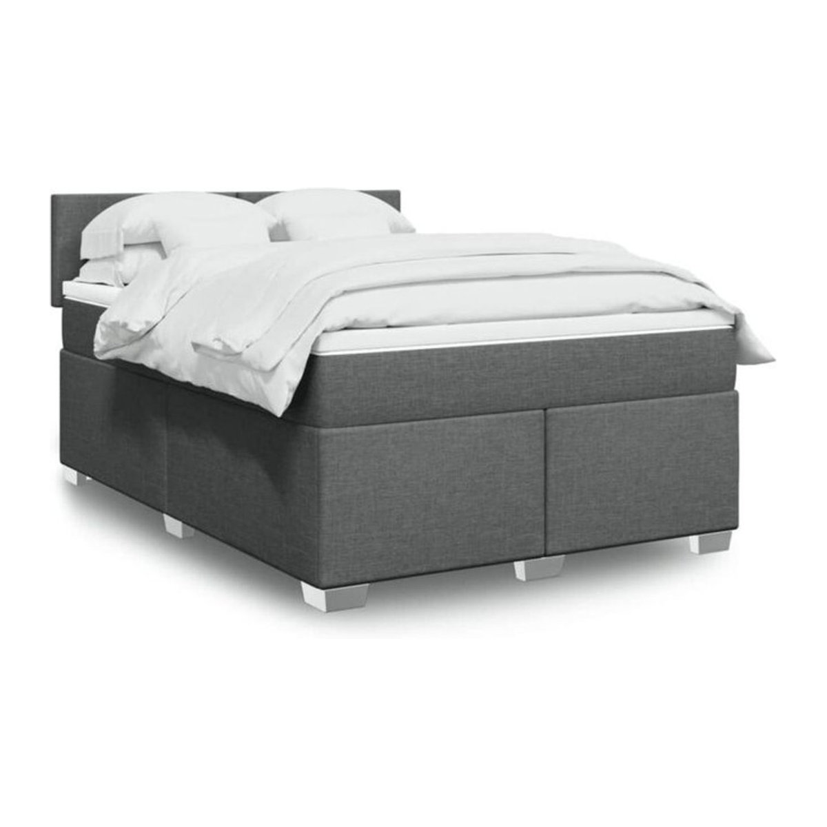 vidaxl Boxspringbett mit Matratze in Anthrazit Grau aus Stoff, Modernes Design, B/T/H: 140 x 190 cm - Bild 1