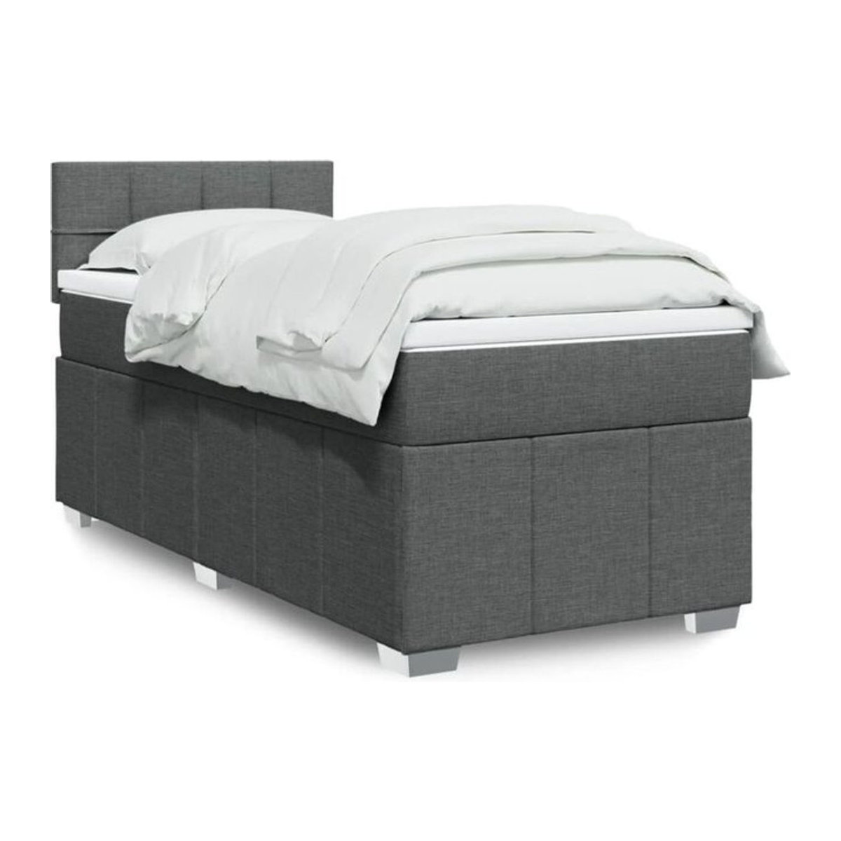 Vidaxl Boxspringbett mit Matratze in Anthrazit Grau aus Stoff Polsterung Modern B/T/H: 90 x 200 cm - Bild 1