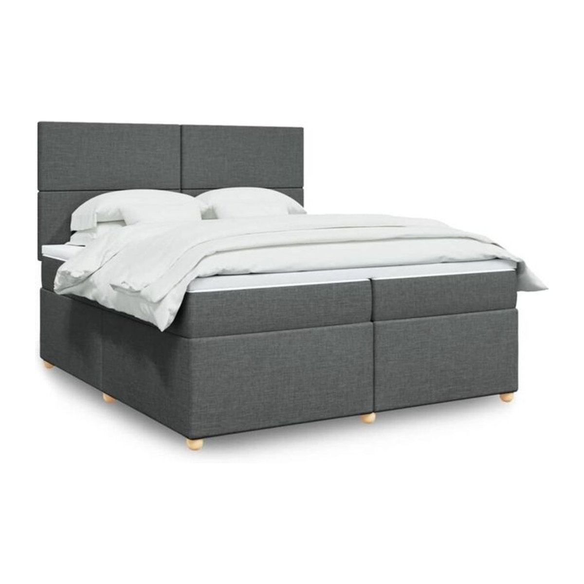 Vidaxl Boxspringbett mit Matratze in Anthrazit Grau aus Stoff und Holzwerkstoff B/T: 200 x 200 cm - Bild 1