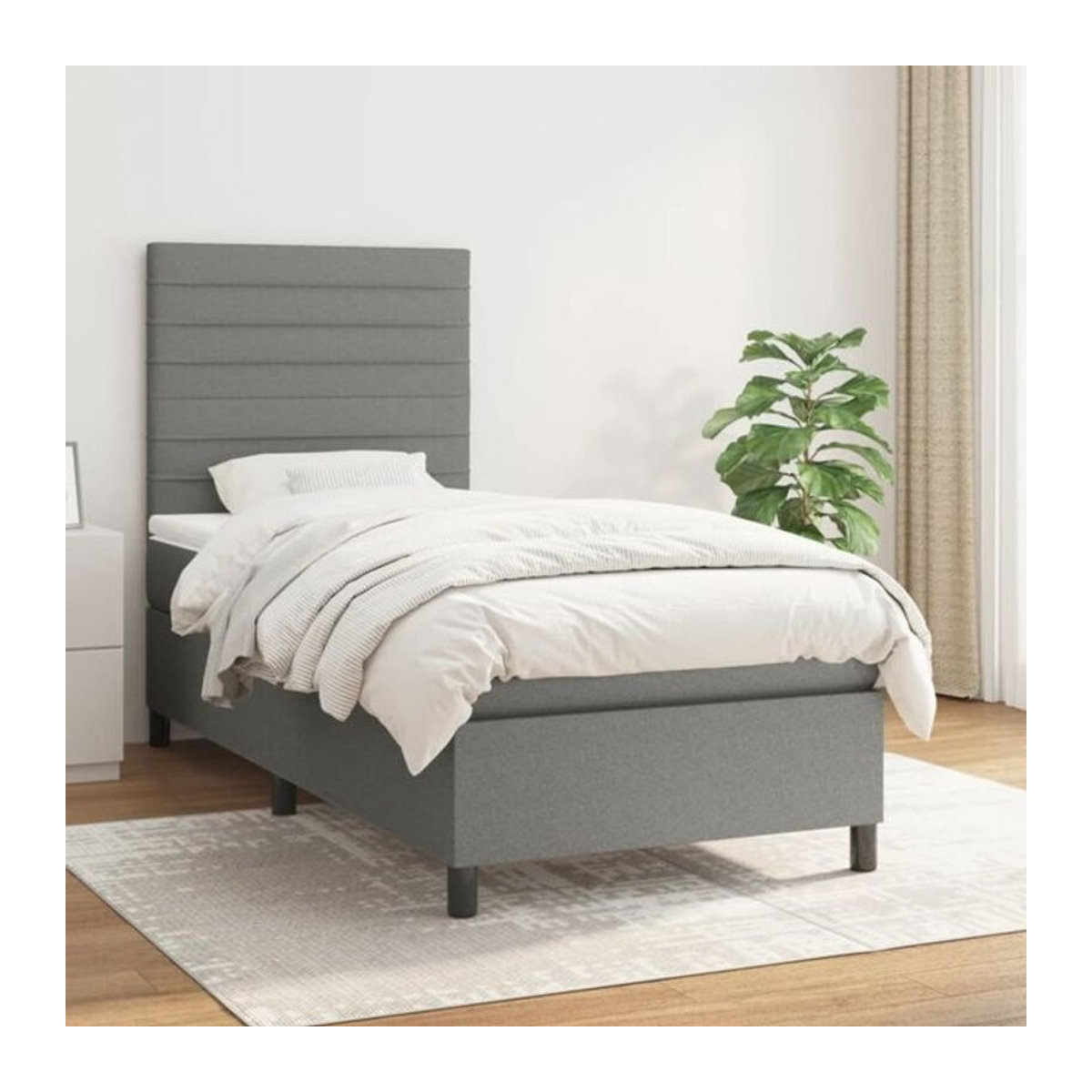 vidaxl Boxspringbett mit Matratze in Anthrazit Grau aus Stoff und Holzwerkstoff B/T: 90 x 190 cm - Bild 1
