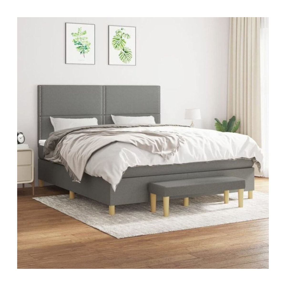 Vidaxl Boxspringbett mit Matratze in Anthrazit Grau aus Stoff und Holzwerkstoff B/T/H: 180 x 200 x 118 cm - Bild 1
