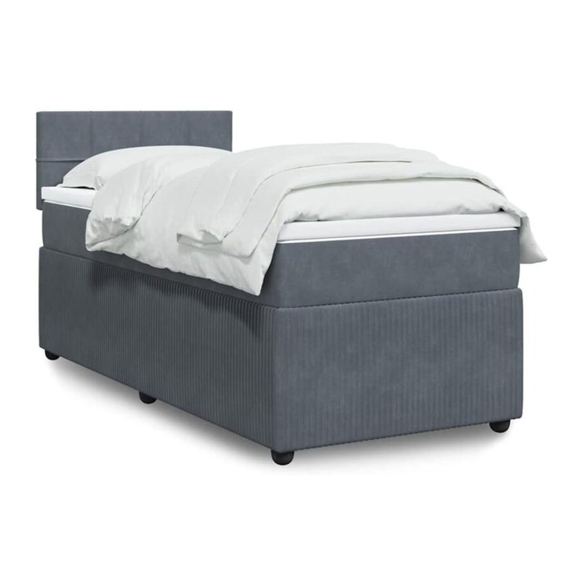 vidaxl Boxspringbett mit Matratze in Anthrazit und Grau aus Samt, B/T/H: 80 x 200 x 100,5 cm - Bild 1