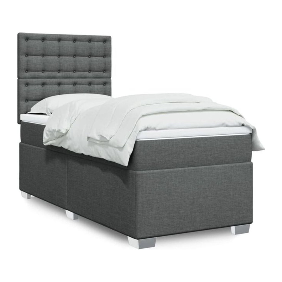 Vidaxl Boxspringbett mit Matratze in Anthrazit und Grau aus Stoff, B/B: 80 x 200 cm - Bild 1