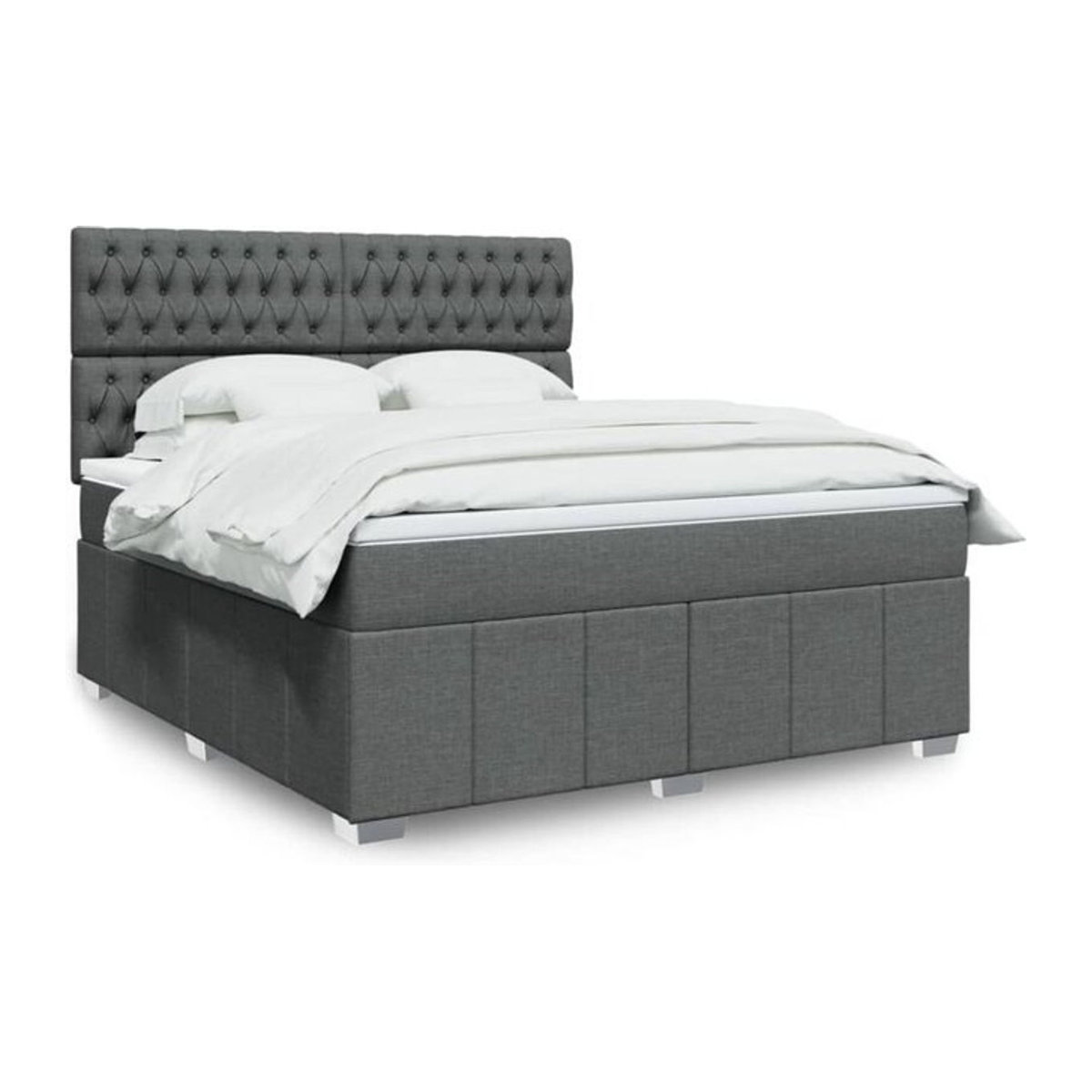 Vidaxl Boxspringbett mit Matratze in Anthrazit und Grau aus Stoff B/B/H: 180 x 200 x 150,5 cm - Bild 1