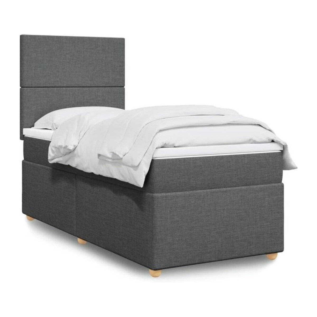 vidaxl Boxspringbett mit Matratze in Anthrazit und Grau aus Stoff, B/T: 90 x 200 cm - Bild 1