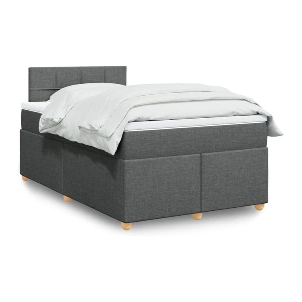 Vidaxl Boxspringbett mit Matratze in Anthrazit und Grau aus Stoff, B/T/H: 120 x 200 x 100,5 cm - Bild 1