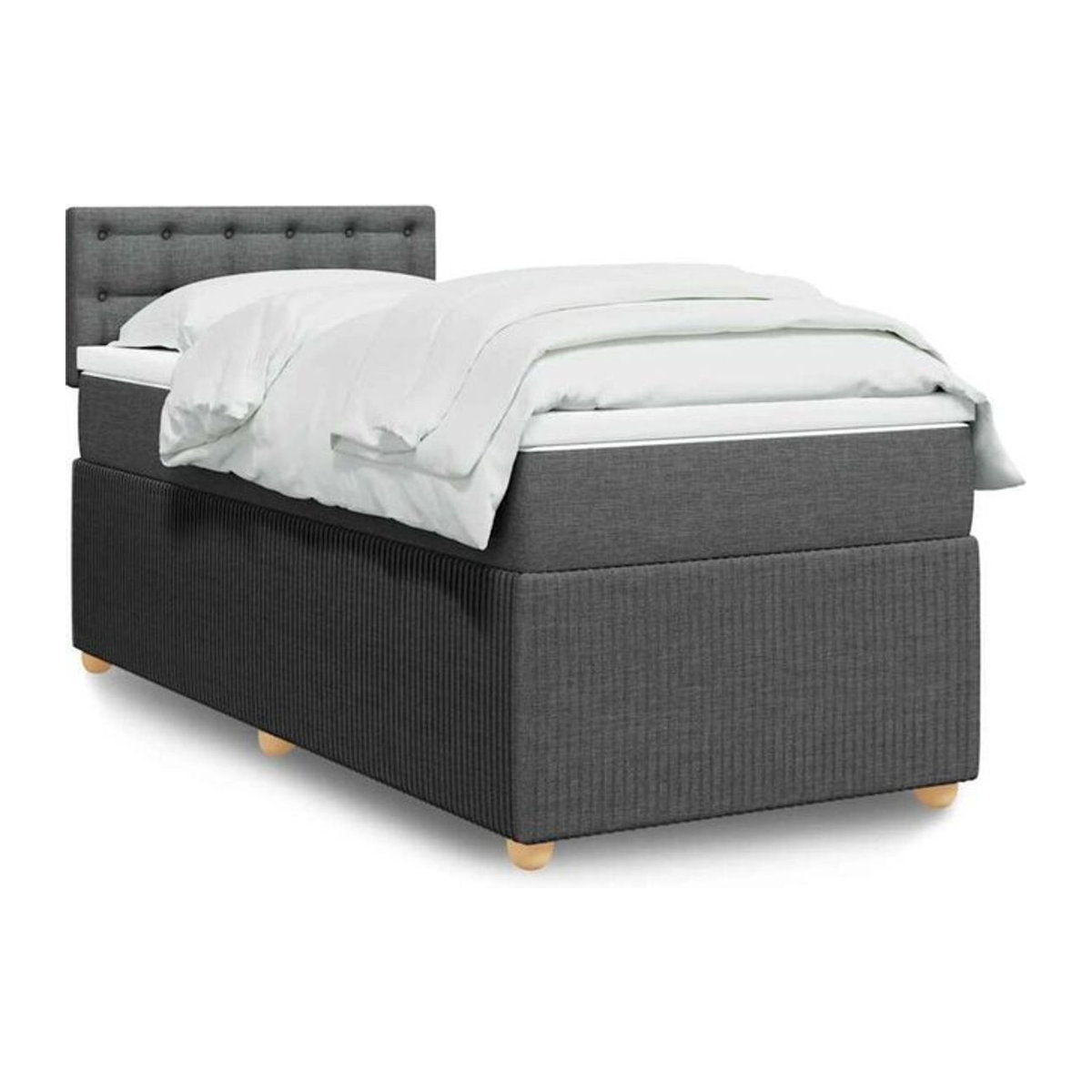 Vidaxl Boxspringbett mit Matratze in Anthrazit und Grau aus Stoff, B/T/H: 80 x 200 cm - Bild 1