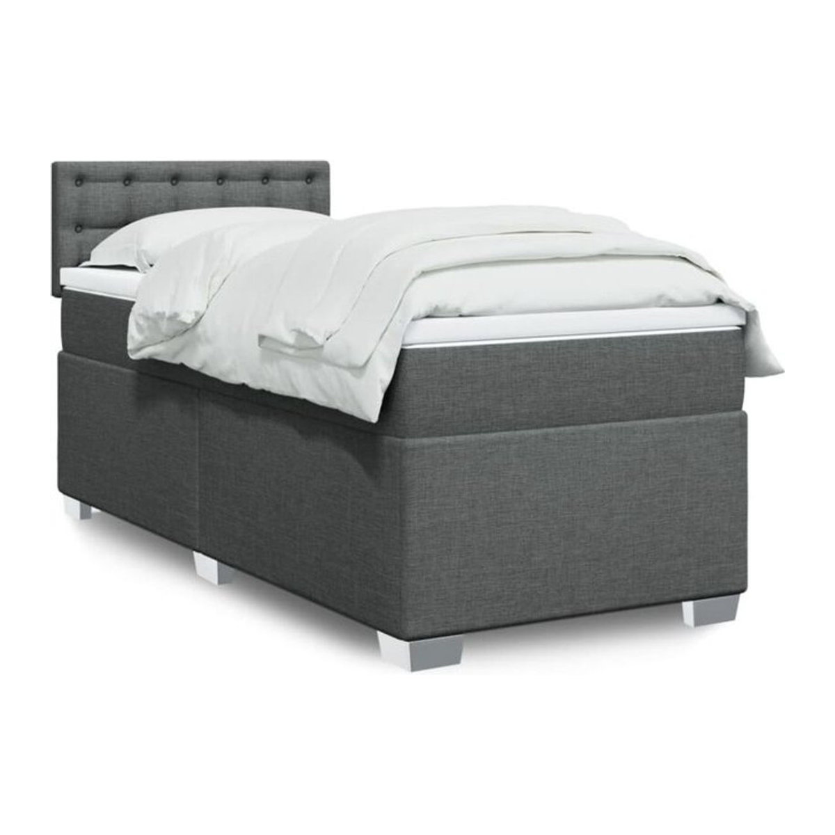 Vidaxl Boxspringbett mit Matratze in Anthrazit und Grau aus Stoff, B/T/H: 90 x 200 x 100,5 cm - Bild 1