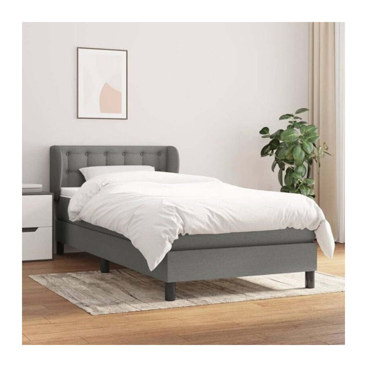 Vidaxl Boxspringbett mit Matratze in Anthrazit und Grau aus Stoff, B/T/H: 90 x 200 x 78 cm - Bild 1