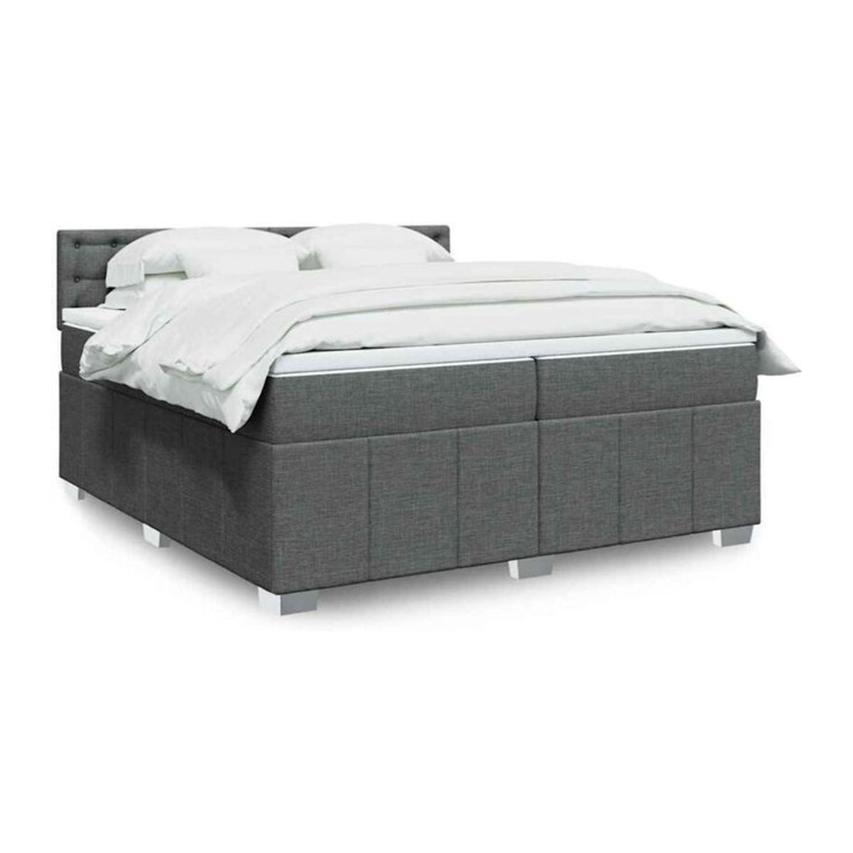 Vidaxl Boxspringbett mit Matratze in Anthrazit und Weiß aus Stoff, B/T/H: 200 x 200 x 100,5 cm - Bild 1