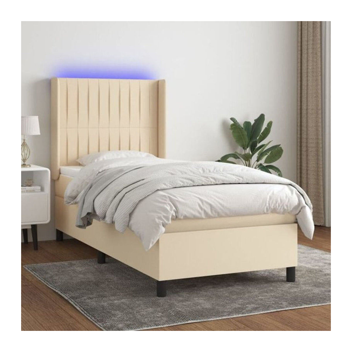 vidaxl Boxspringbett mit Matratze in Beige aus Stoff, B/T: 100 x 200 cm - Bild 1
