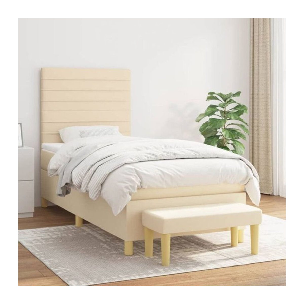 Vidaxl Boxspringbett mit Matratze in Beige aus Stoff, B/T: 100 x 200 cm - Bild 1