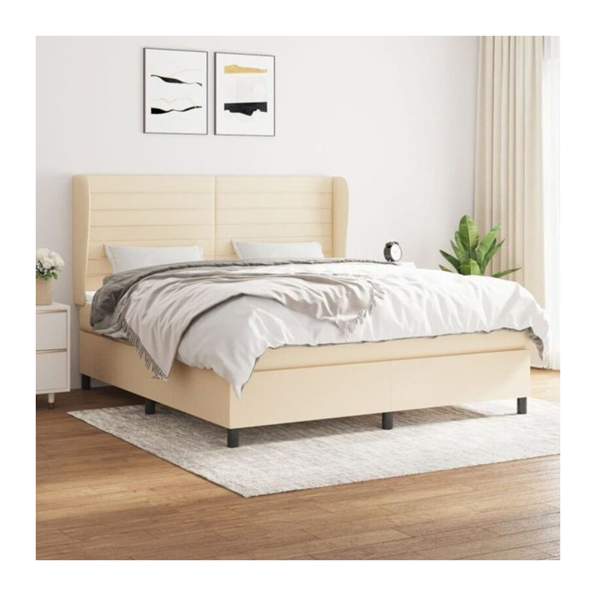 vidaxl Boxspringbett mit Matratze in Beige aus Stoff, B/T: 160 x 200 cm - Bild 1