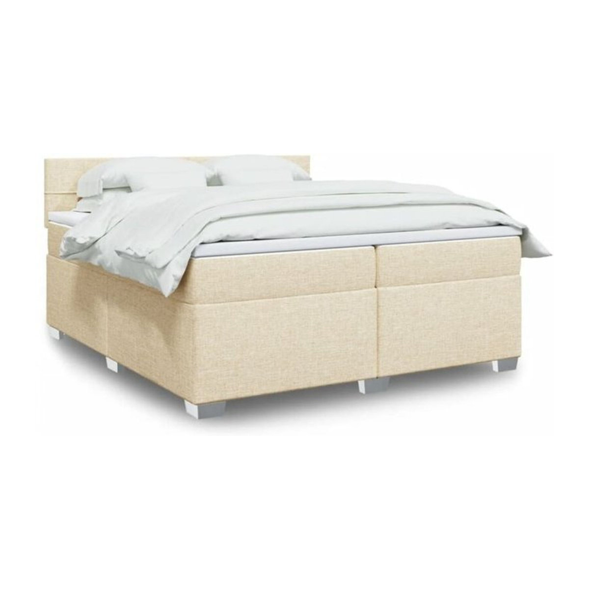 Vidaxl Boxspringbett mit Matratze in Beige aus Stoff, B/T: 200 x 200 cm - Bild 1