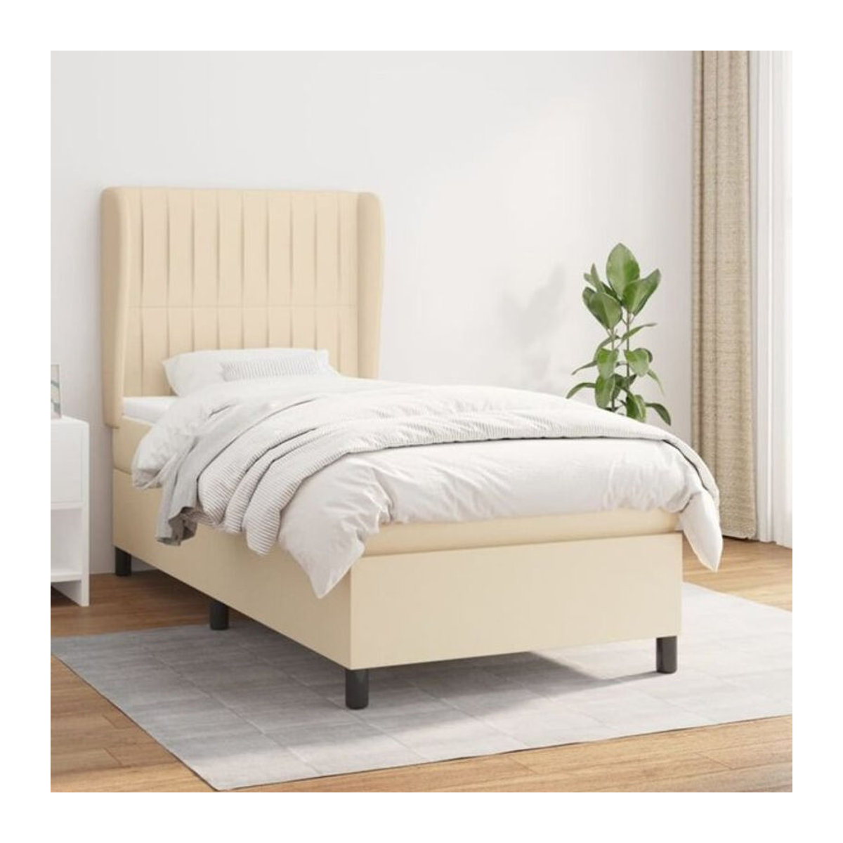 vidaxl Boxspringbett mit Matratze in Beige aus Stoff, B/T/H: 100 x 200 x 118 cm - Bild 1