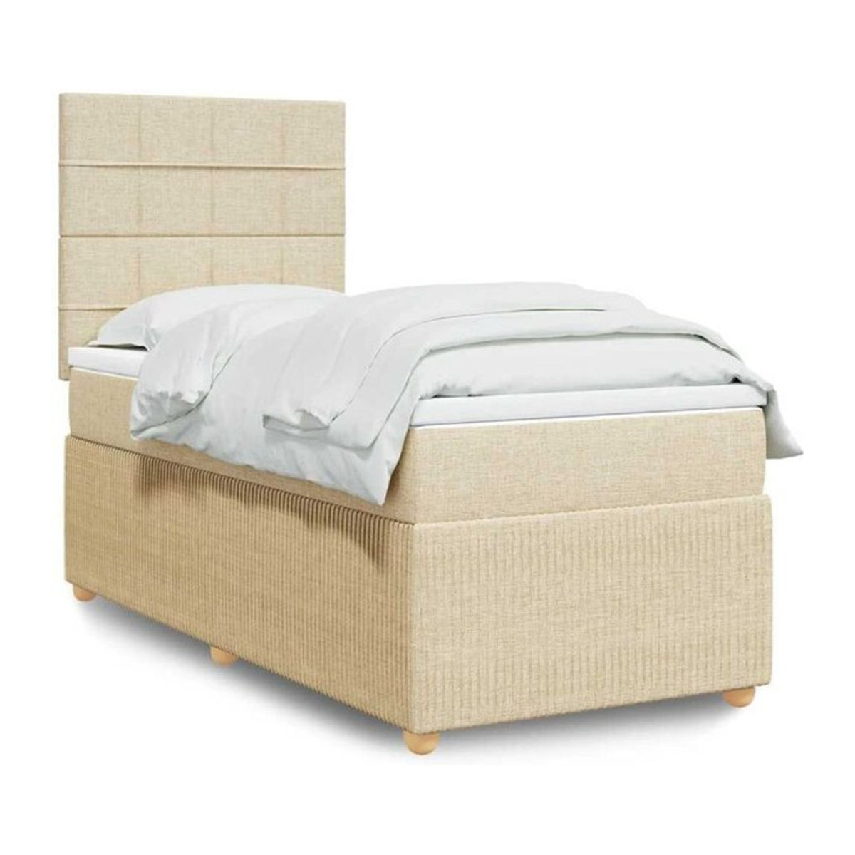 Vidaxl Boxspringbett mit Matratze in Beige aus Stoff, B/T/H: 100 x 200 x 150,5 cm - Bild 1