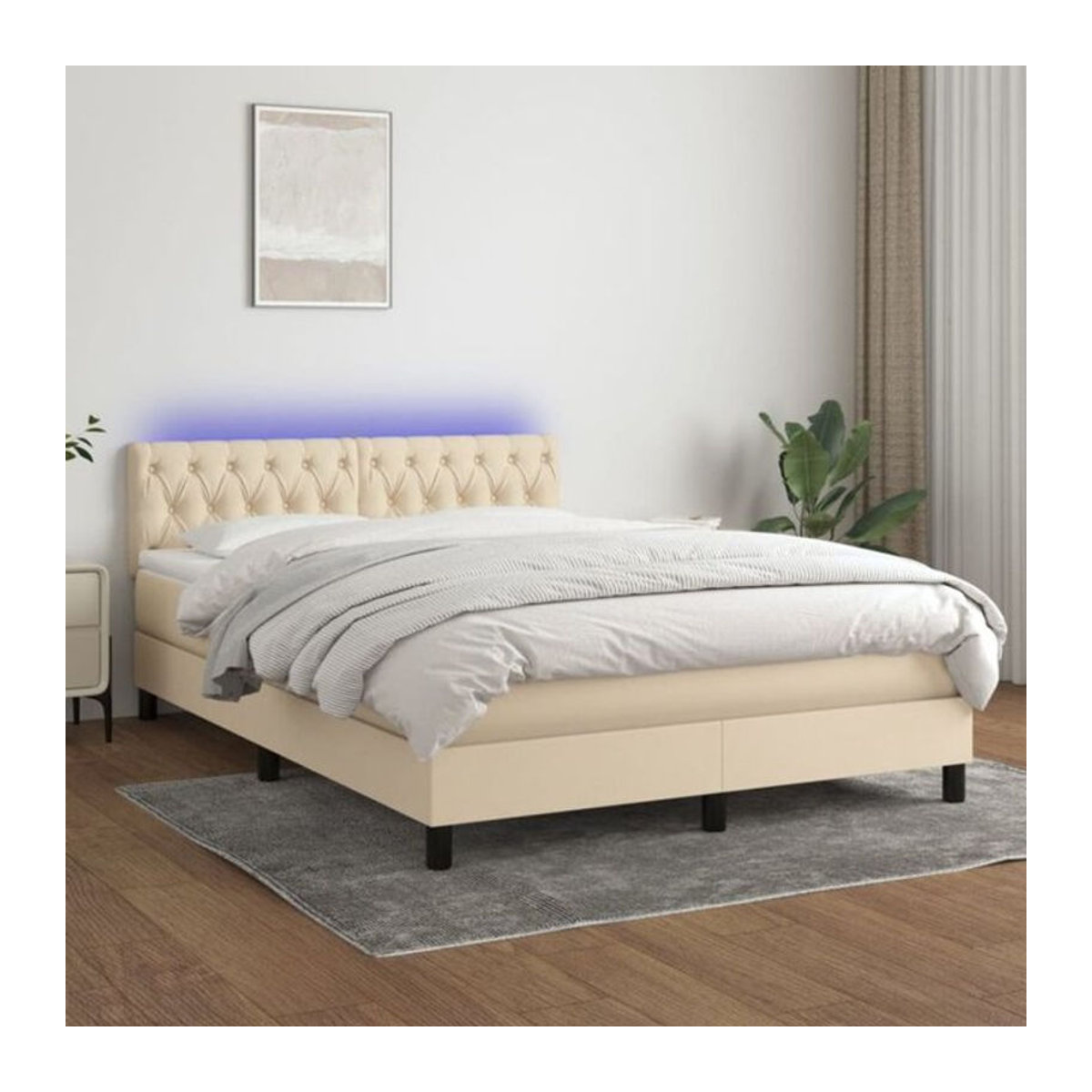 vidaxl Boxspringbett mit Matratze in Beige aus Stoff, B/T/H: 140 x 190 cm - Bild 1