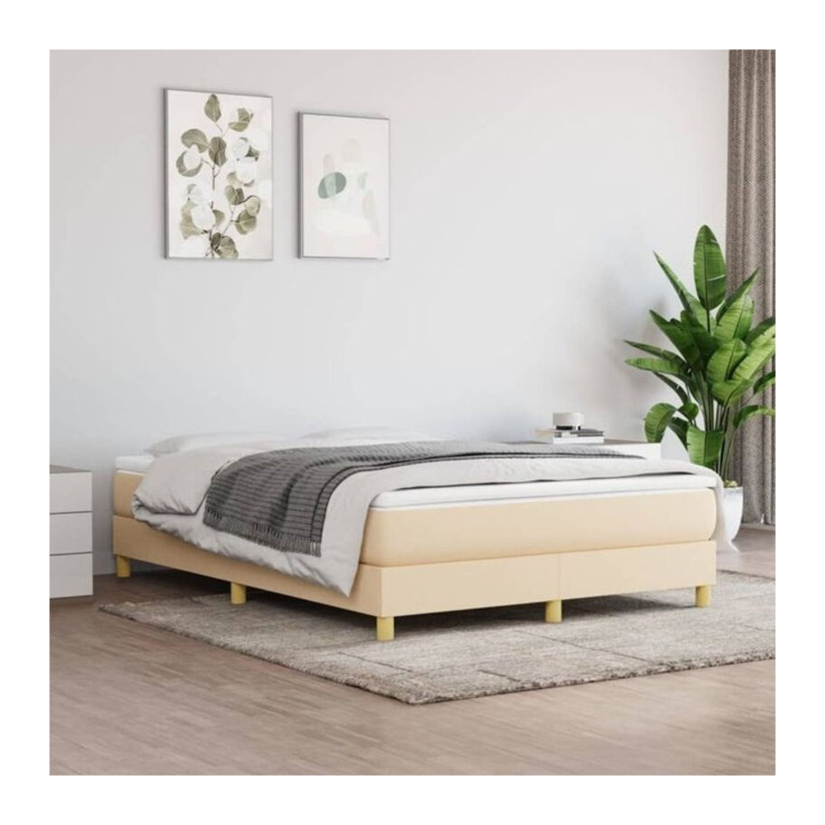 vidaxl Boxspringbett mit Matratze in Beige aus Stoff, B/T/H: 140 x 190 cm - Bild 1