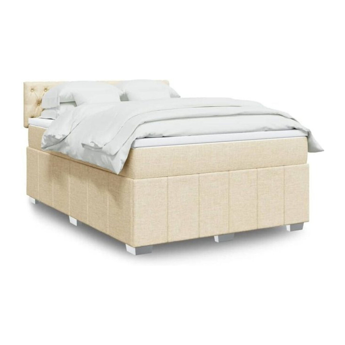 vidaxl Boxspringbett mit Matratze in Beige aus Stoff, B/T/H: 140 x 200 cm - Bild 1
