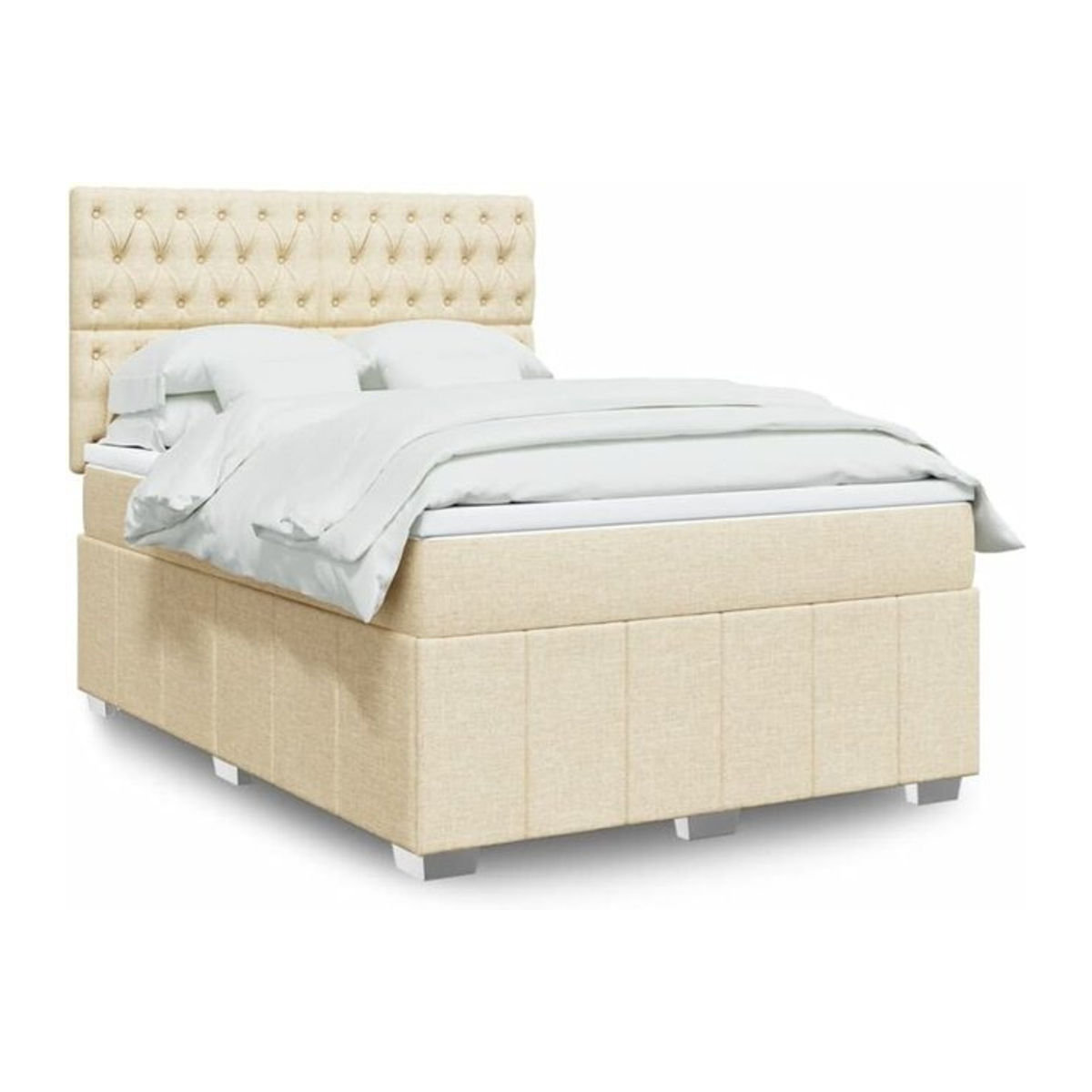 vidaxl Boxspringbett mit Matratze in Beige aus Stoff, B/T/H: 140 x 200 cm - Bild 1