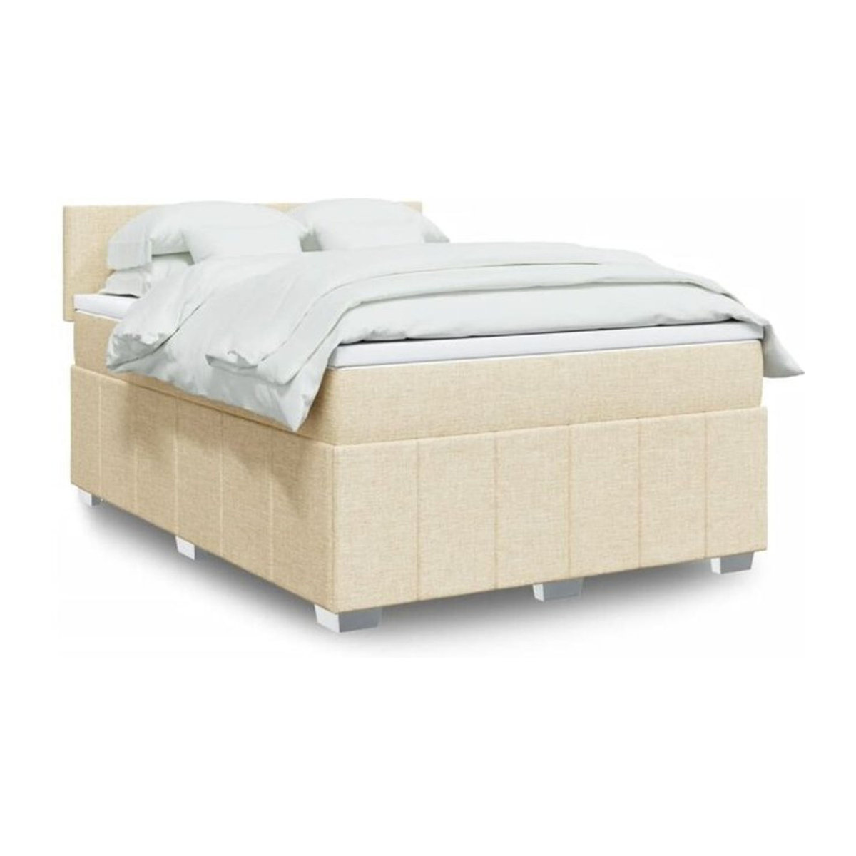 vidaxl Boxspringbett mit Matratze in Beige aus Stoff, B/T/H: 140 x 200 cm - Bild 1