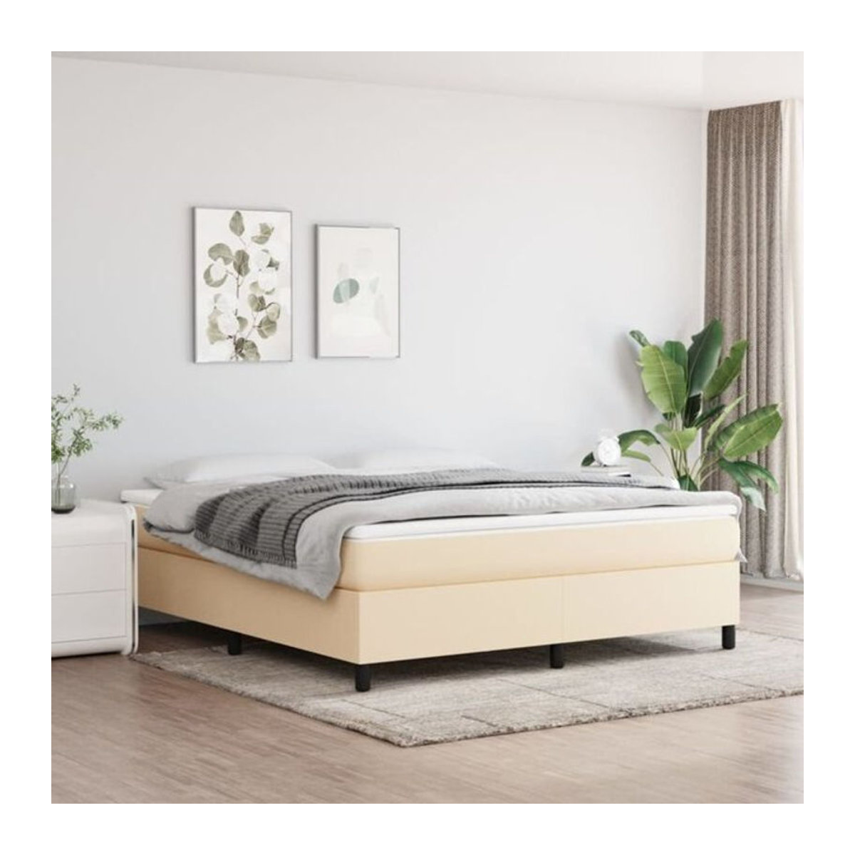 vidaxl Boxspringbett mit Matratze in Beige aus Stoff, B/T/H: 160 x 200 cm - Bild 1