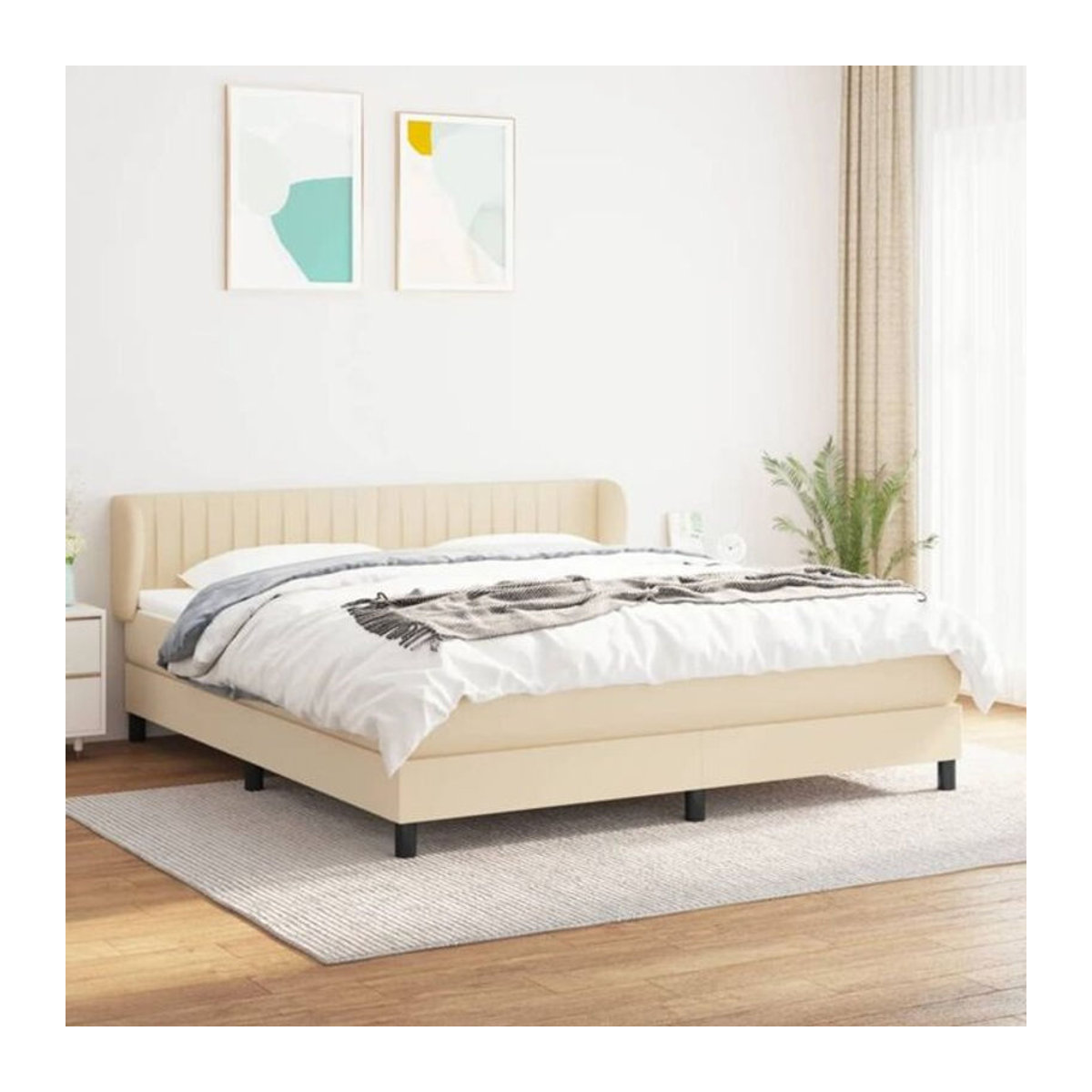 vidaxl Boxspringbett mit Matratze in Beige aus Stoff, B/T/H: 160 x 200 x 78 cm - Bild 1