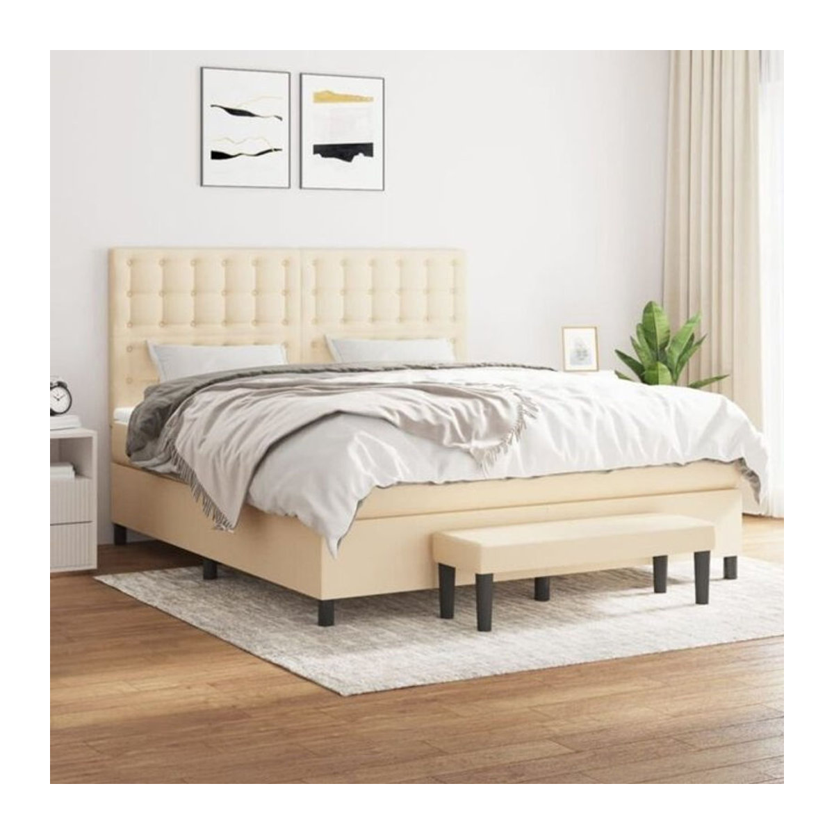 Vidaxl Boxspringbett mit Matratze in Beige aus Stoff, B/T/H: 180 x 200 x 118 cm - Bild 1