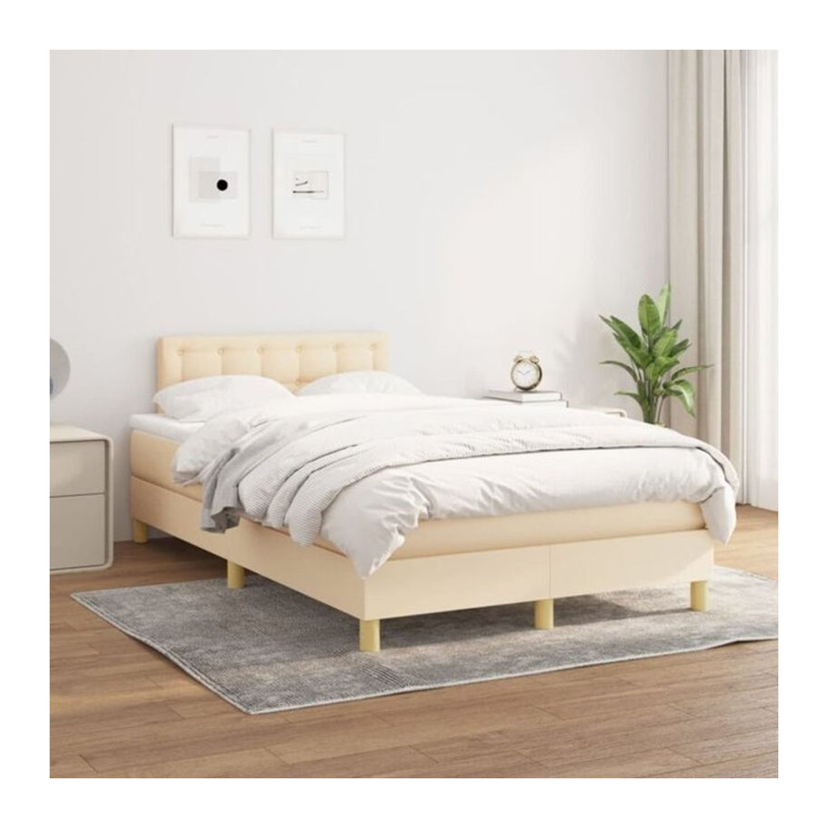 vidaxl Boxspringbett mit Matratze in Beige aus Stoff, B/T/H: 200 x 120 x 31 cm - Bild 1