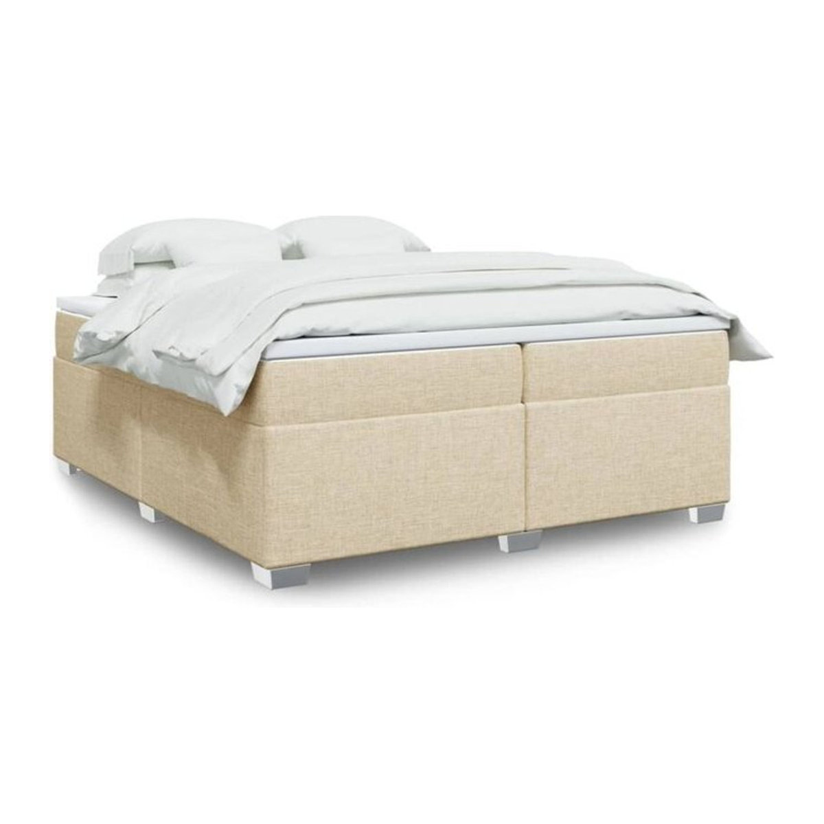 vidaxl Boxspringbett mit Matratze in Beige aus Stoff, B/T/H: 200 x 200 x 46 cm - Bild 1