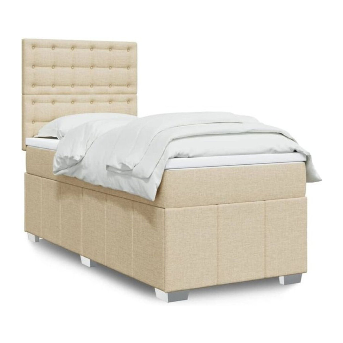 Vidaxl Boxspringbett mit Matratze in Beige aus Stoff B/T/H: 80 x 200 cm - Bild 1