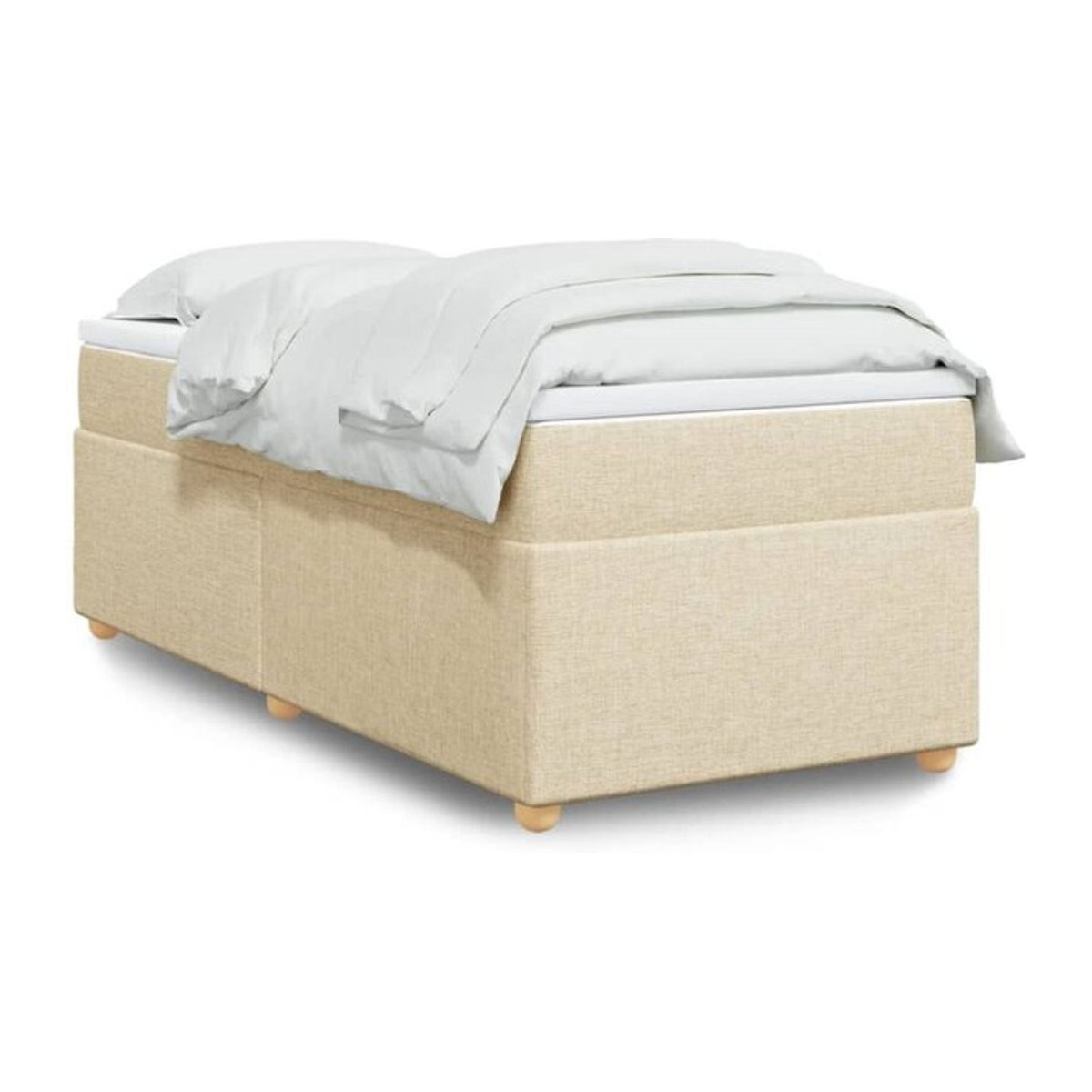 Vidaxl Boxspringbett mit Matratze in Beige aus Stoff, B/T/H: 90 x 190 cm - Bild 1