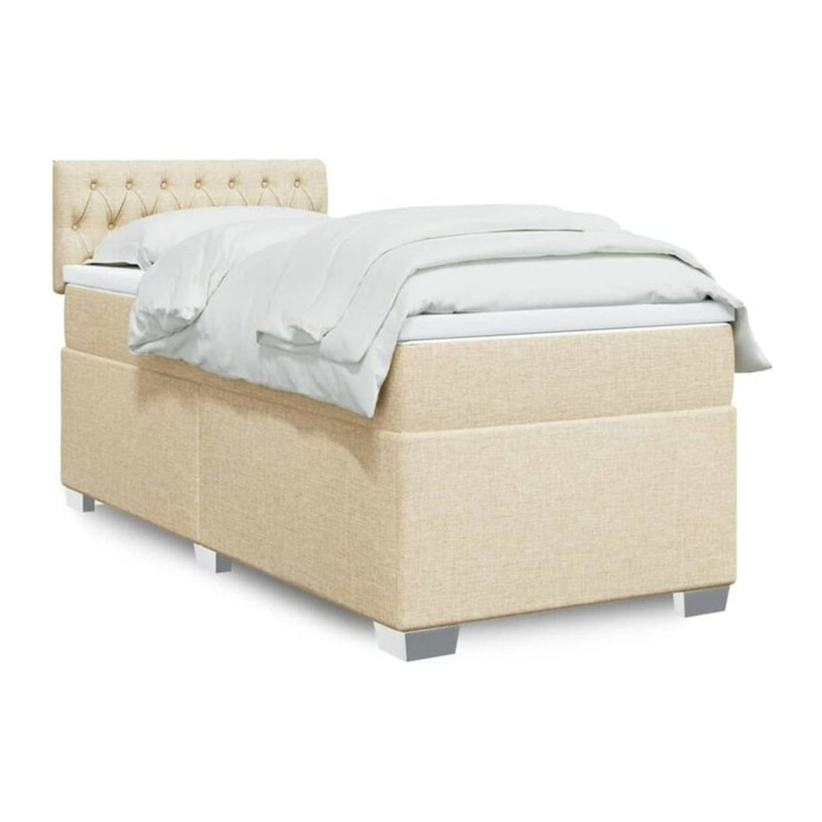 Vidaxl Boxspringbett mit Matratze in Beige aus Stoff, B/T/H: 90 x 190 x 100,5 cm - Bild 1