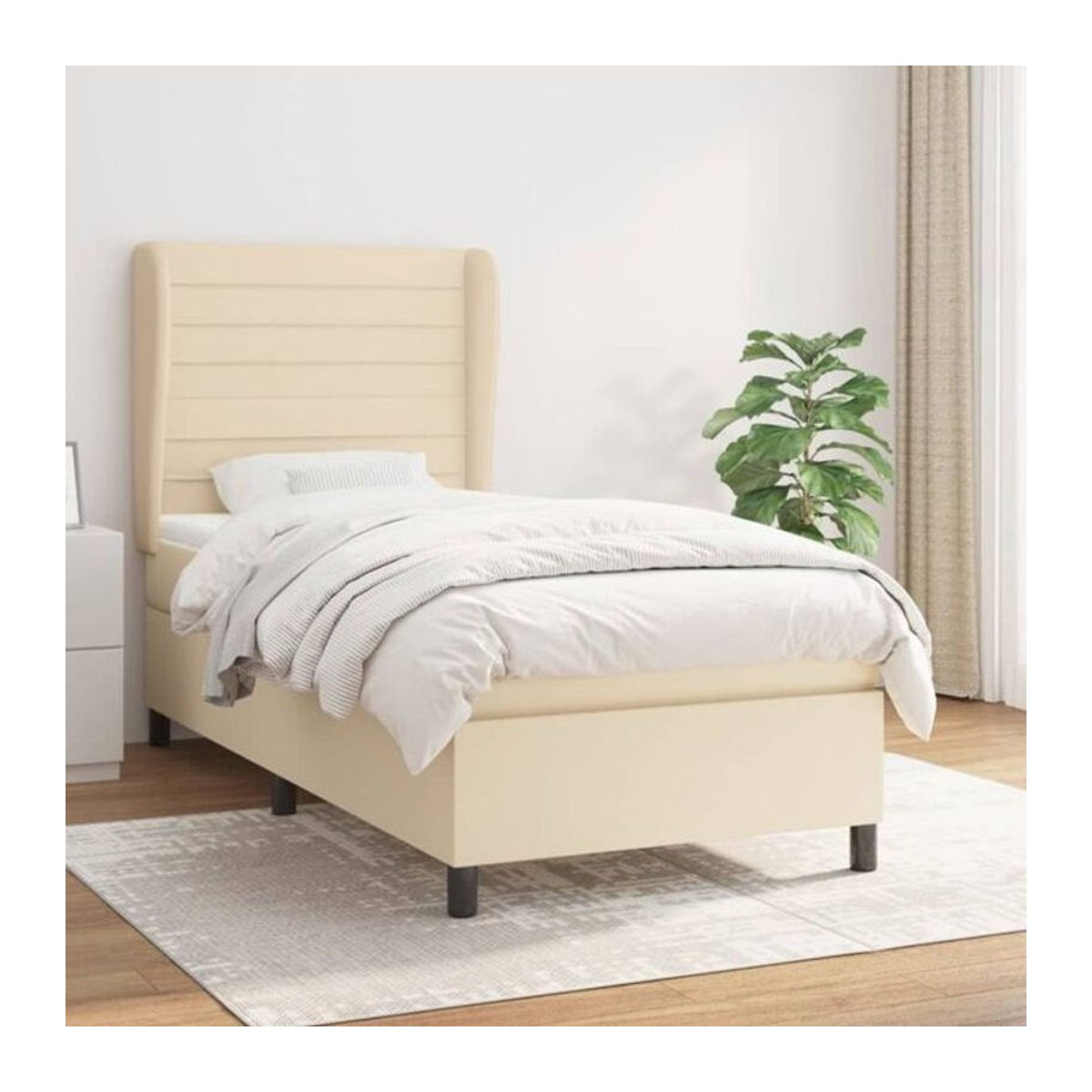 vidaxl Boxspringbett mit Matratze in Beige aus Stoff, B/T/H: 90 x 190 x 118 cm - Bild 1